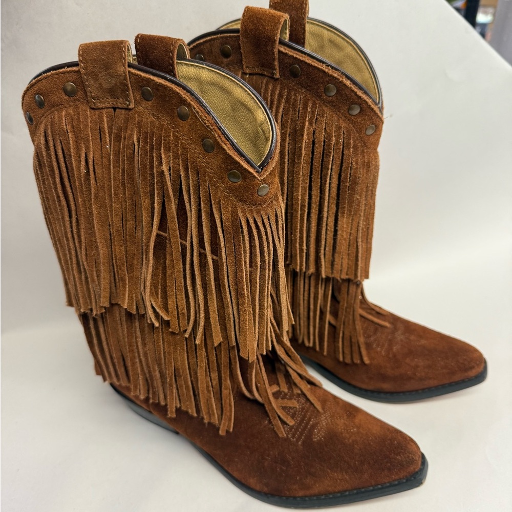 Fringed Brown Kids Boots